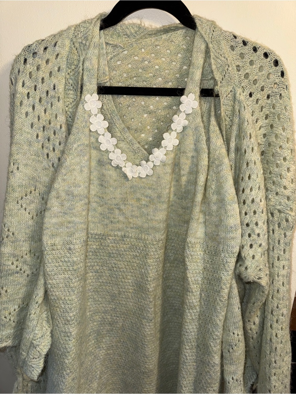 Women's crochet Sweater and dress with Floral Trim